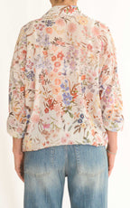 Off-on - Camicia fantasia in mussola di cotone - Burro / rosa