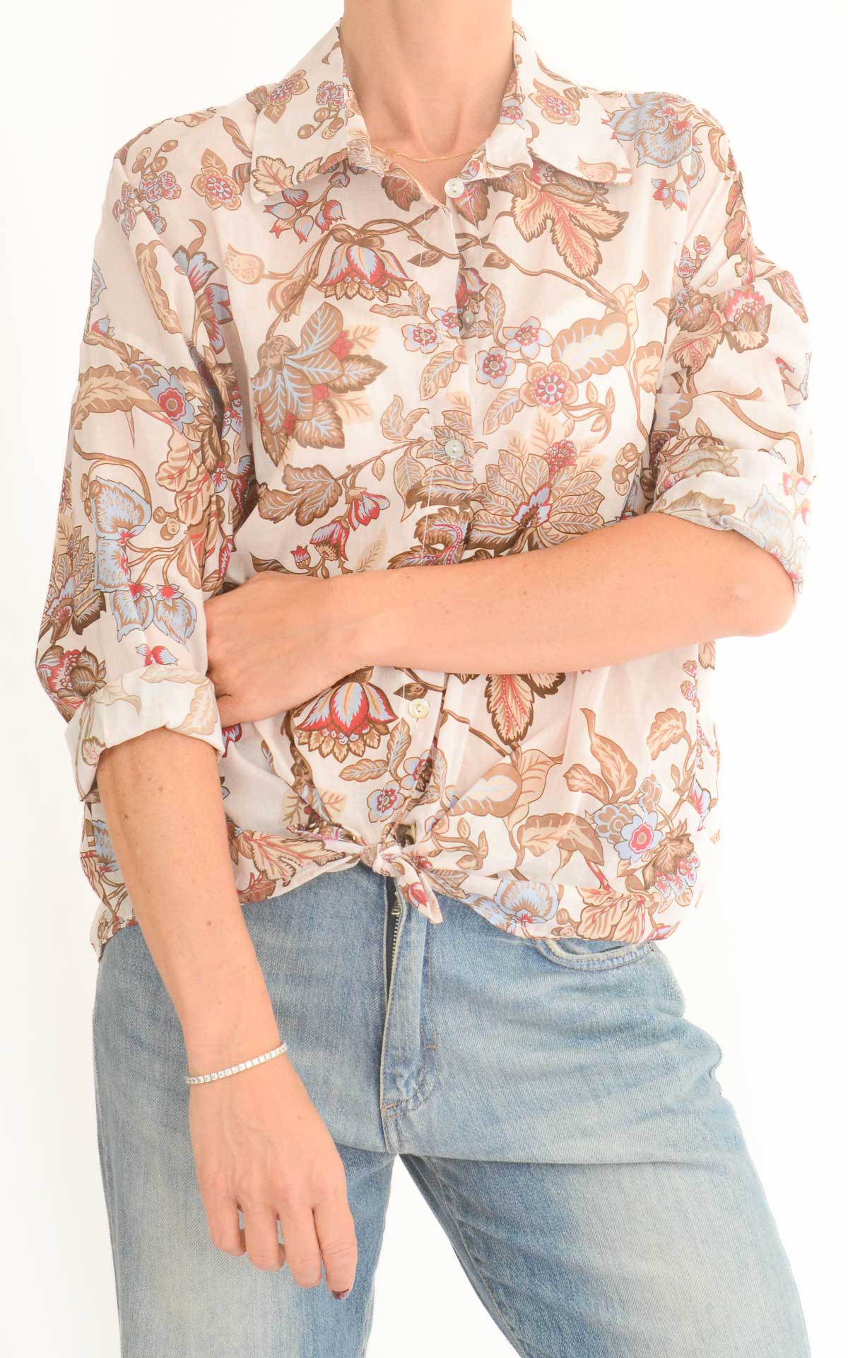 Off-on - Camicia fantasia in mussola di cotone - Burro