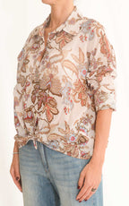 Off-on - Camicia fantasia in mussola di cotone - Burro