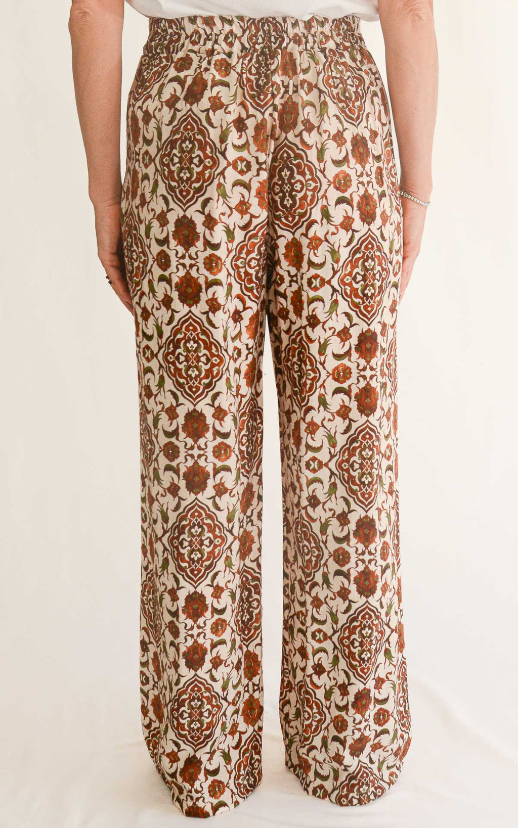 Off-on - Pantalone viscosa fantasia - Burro / camel