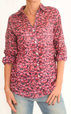Palme - Camicia fantasia floreale - Blu / ciclamino