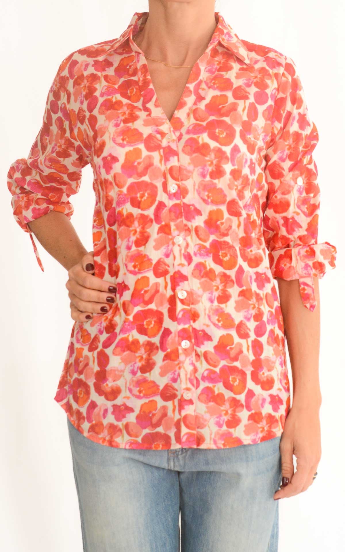 Palme - Camicia fantasia floreale - Rosso / rosa