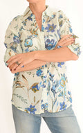 Palme - Camicia fantasia floreale - Burro / blu