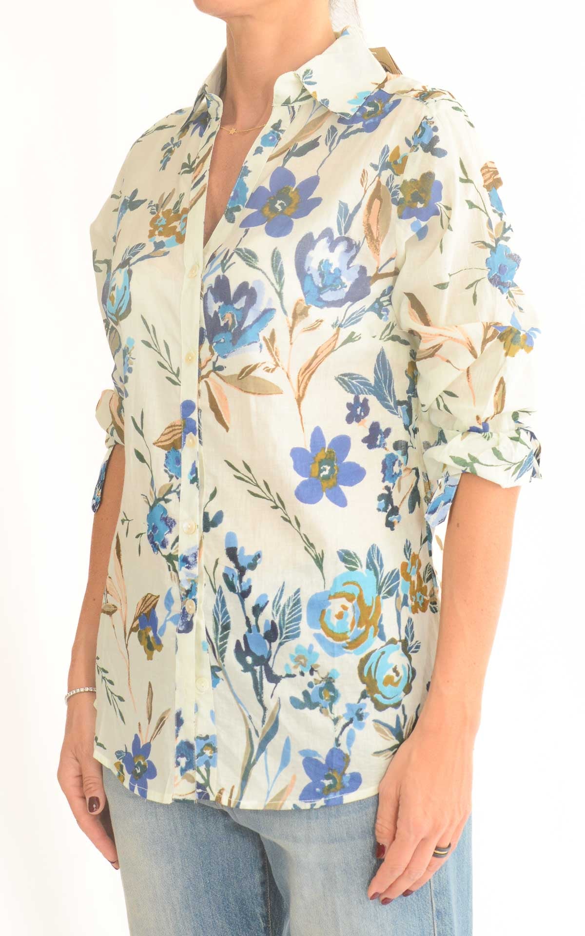 Palme - Camicia fantasia floreale - Burro / blu