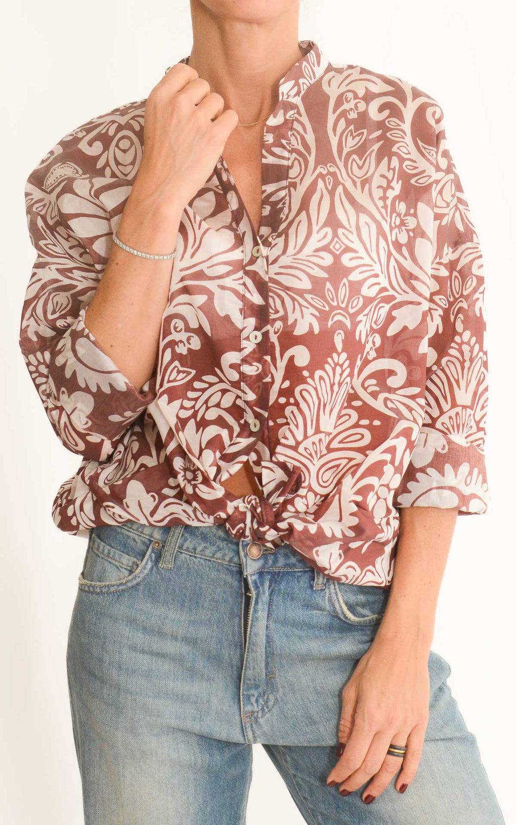 Susymix - Camicia fantasia collo coreana - Vino