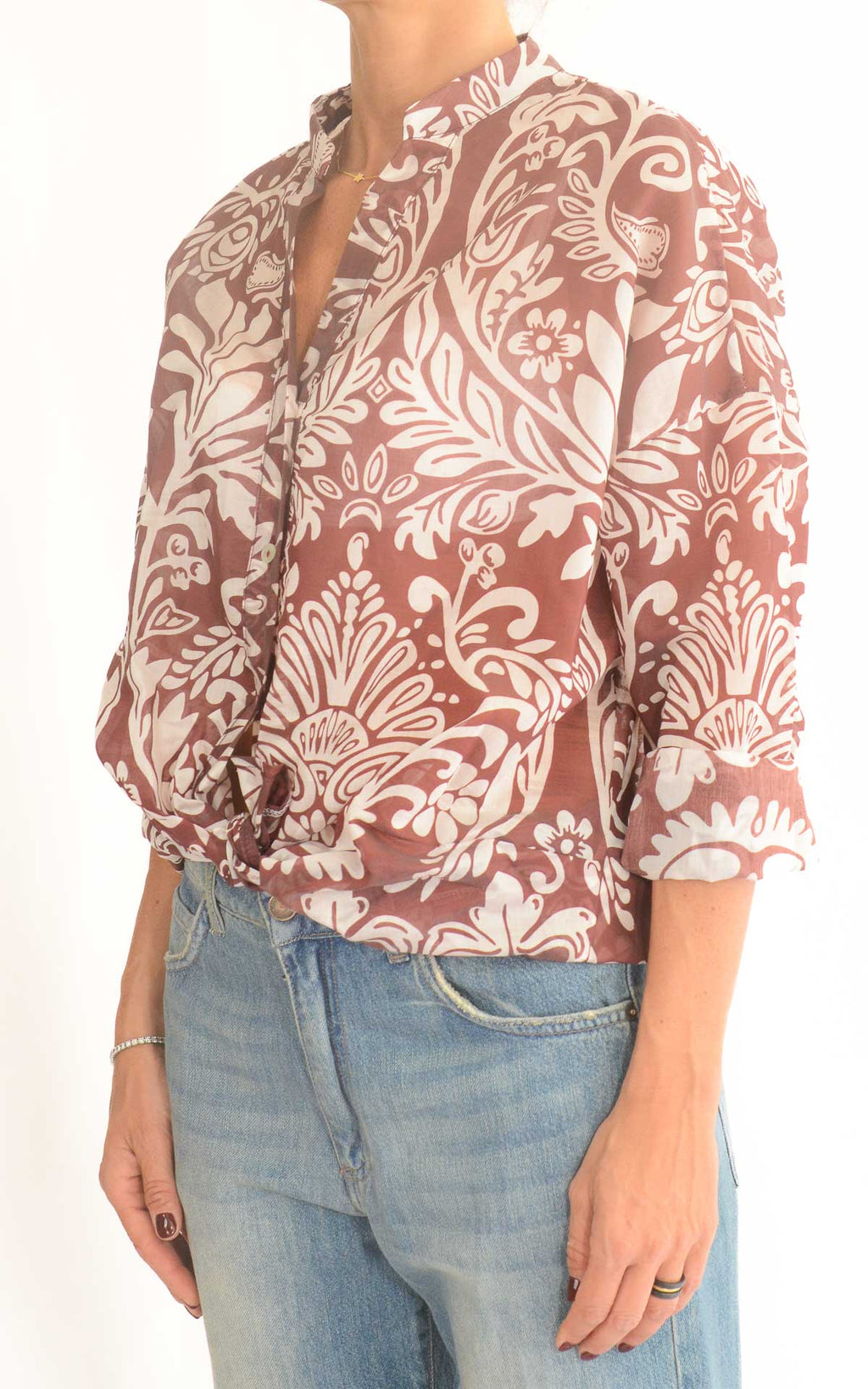 Susymix - Camicia fantasia collo coreana - Vino