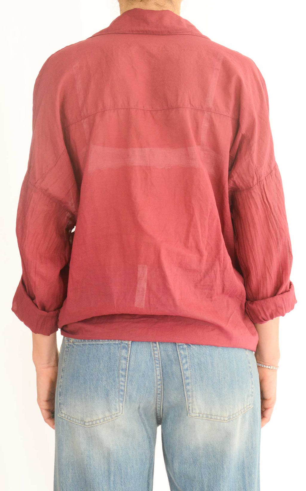 OFF-ON - Camicia in mussola tinta unita - Vino