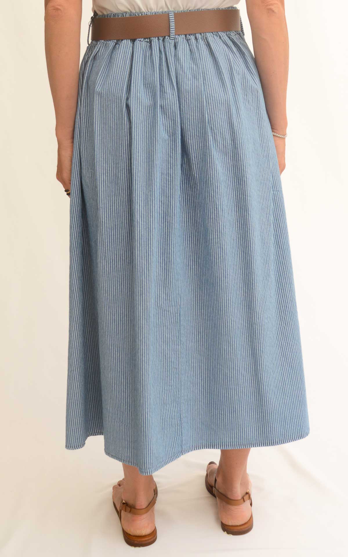 OFF-ON - Gonna chambray a righe - Denim