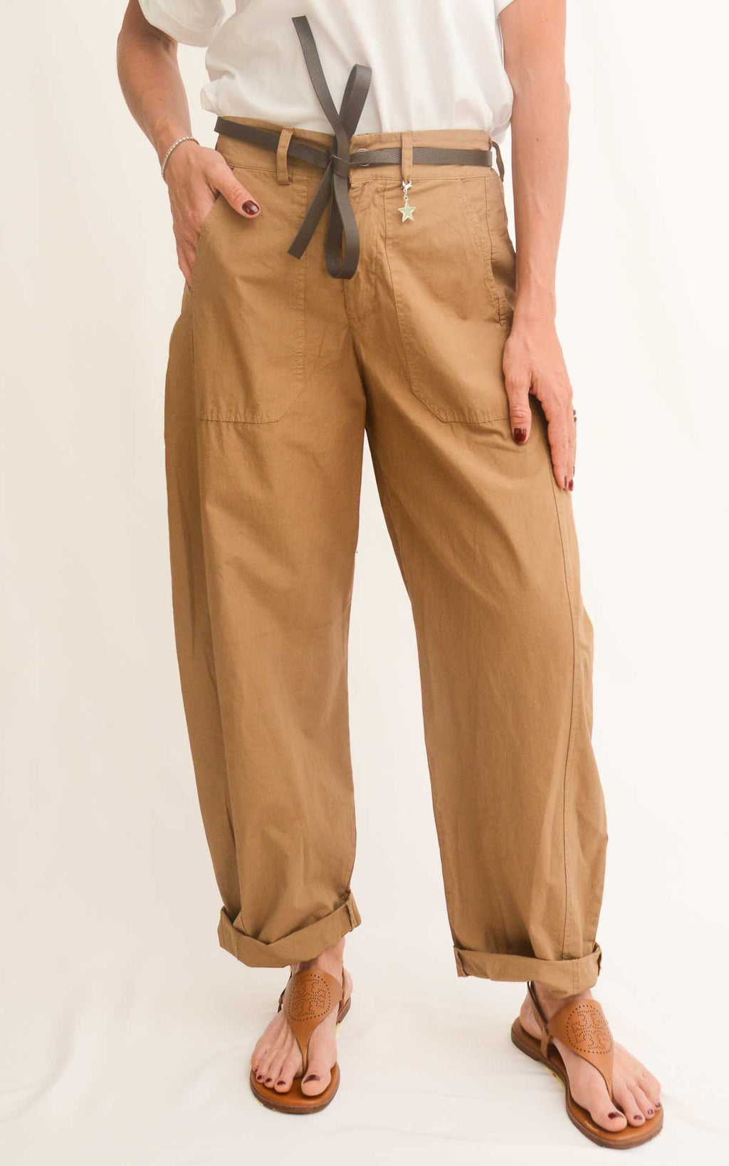 Susymix - Pantalone ovetto stellina cotone leggero - Camel