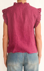 Off-on - Blusa in lino con rouches - Ciclamino