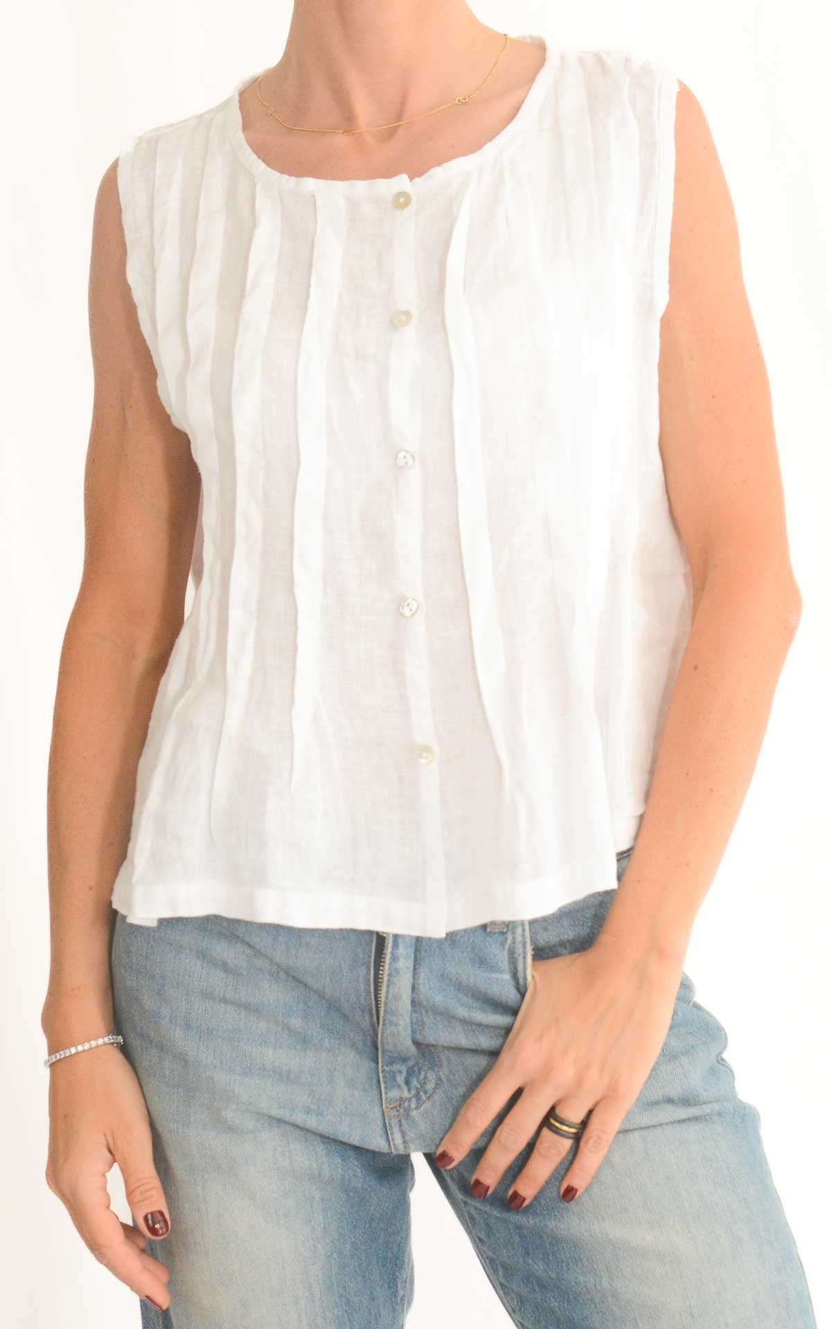 OFF-ON - Blusa in lino con pieghe - Latte