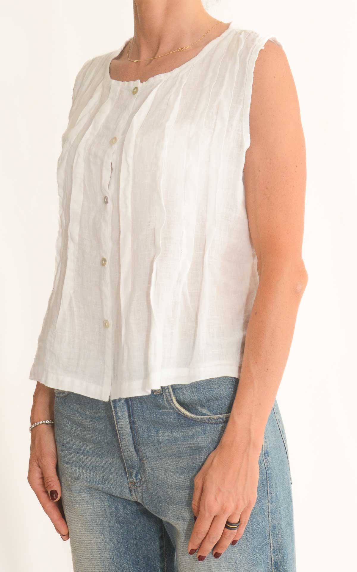 OFF-ON - Blusa in lino con pieghe - Latte