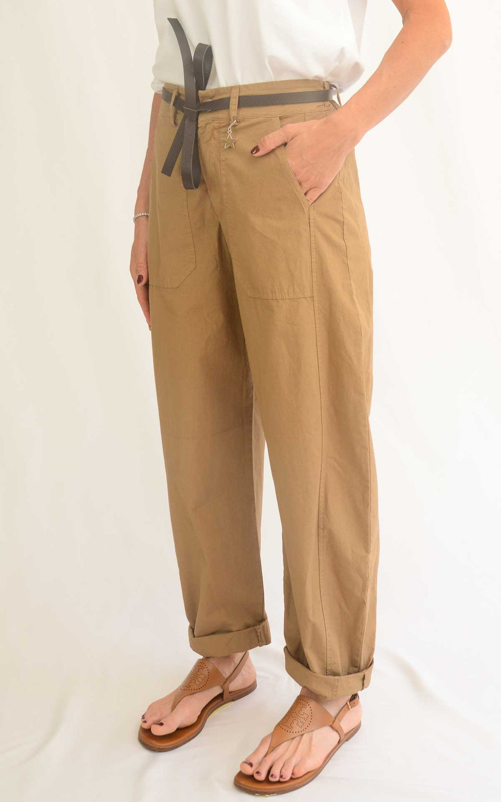 Susymix - Pantalone ovetto stellina cotone leggero - Camel