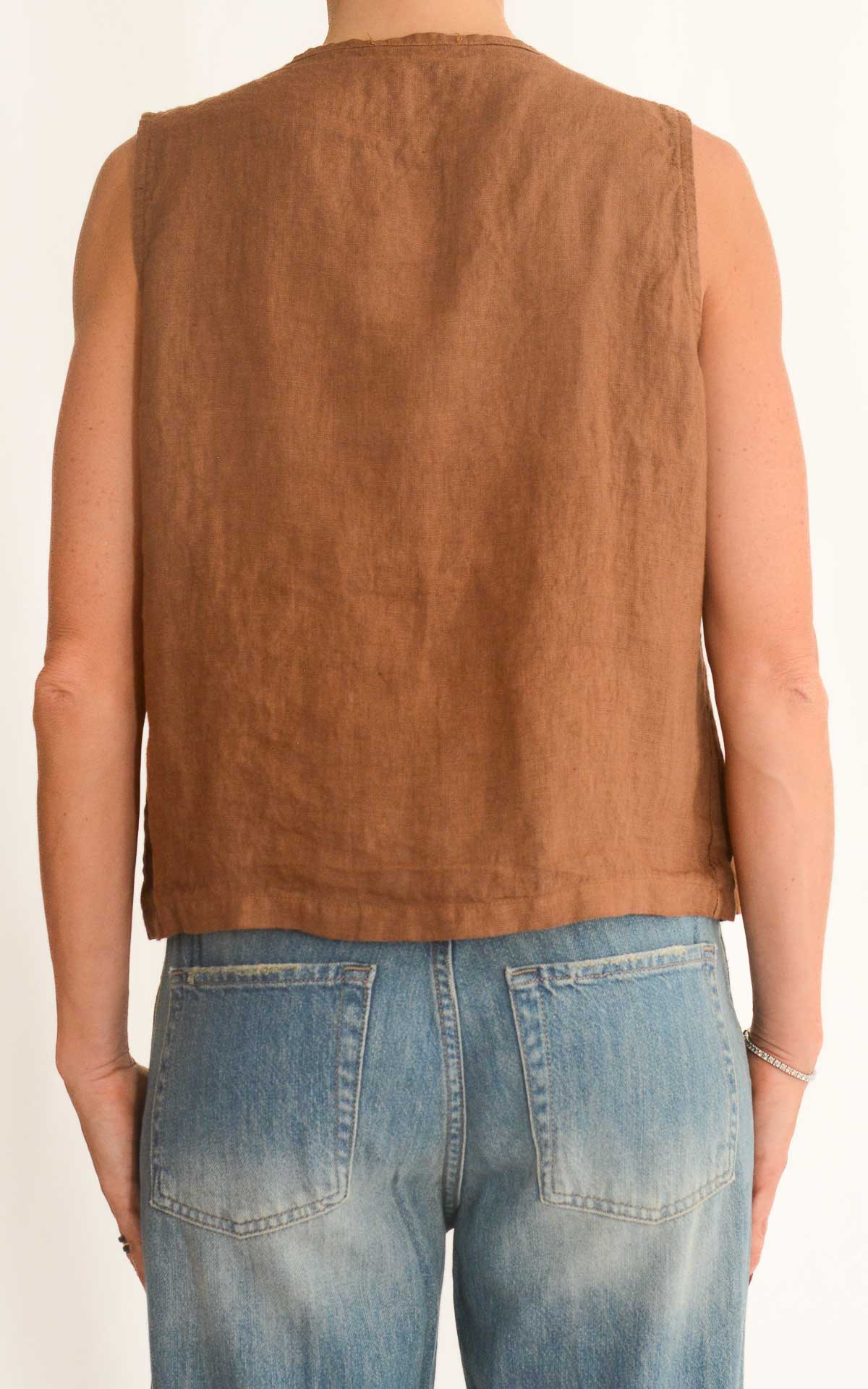 OFF-ON - Blusa in lino con pieghe - Camel