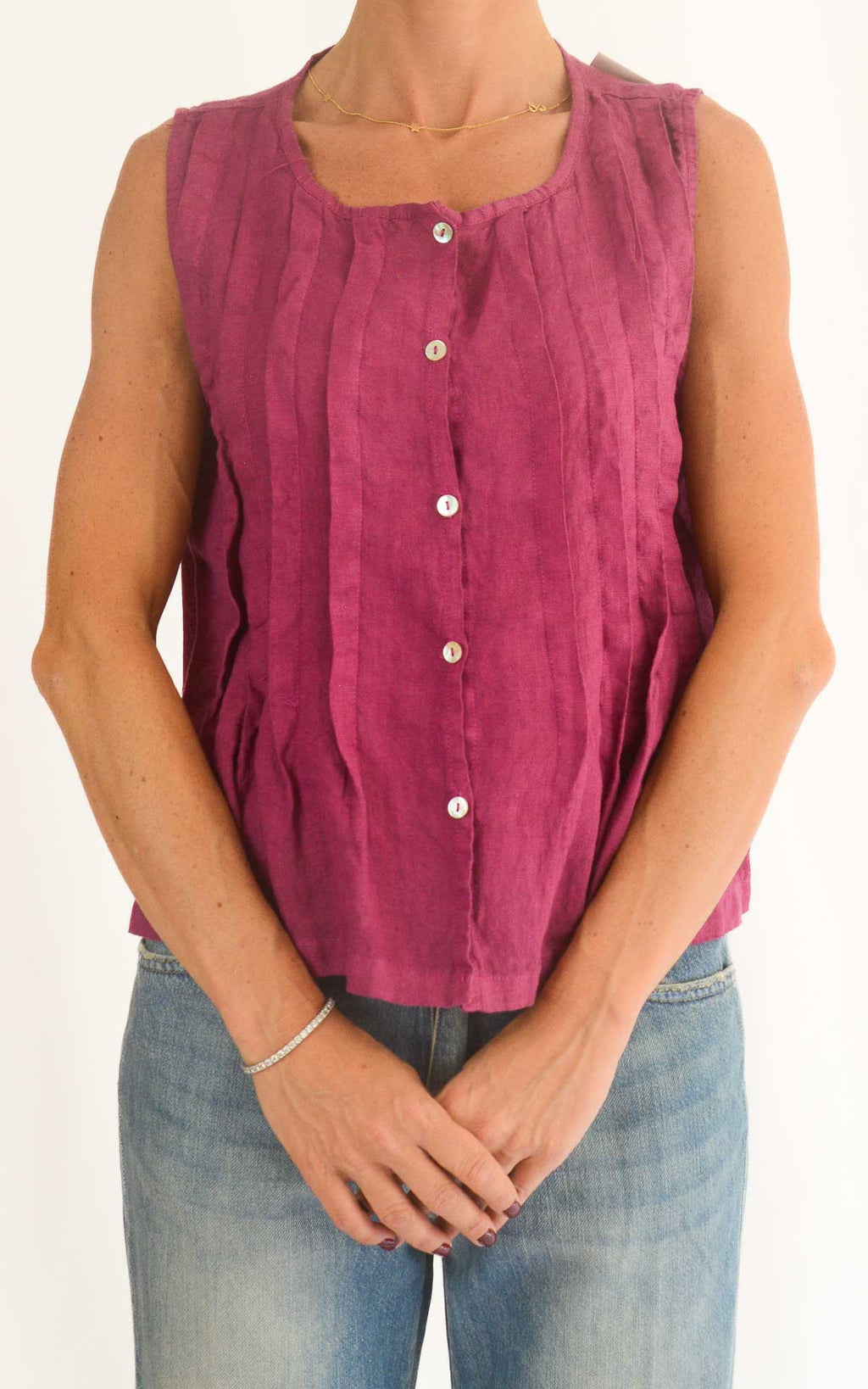 OFF-ON - Blusa in lino con pieghe - Ciclamino