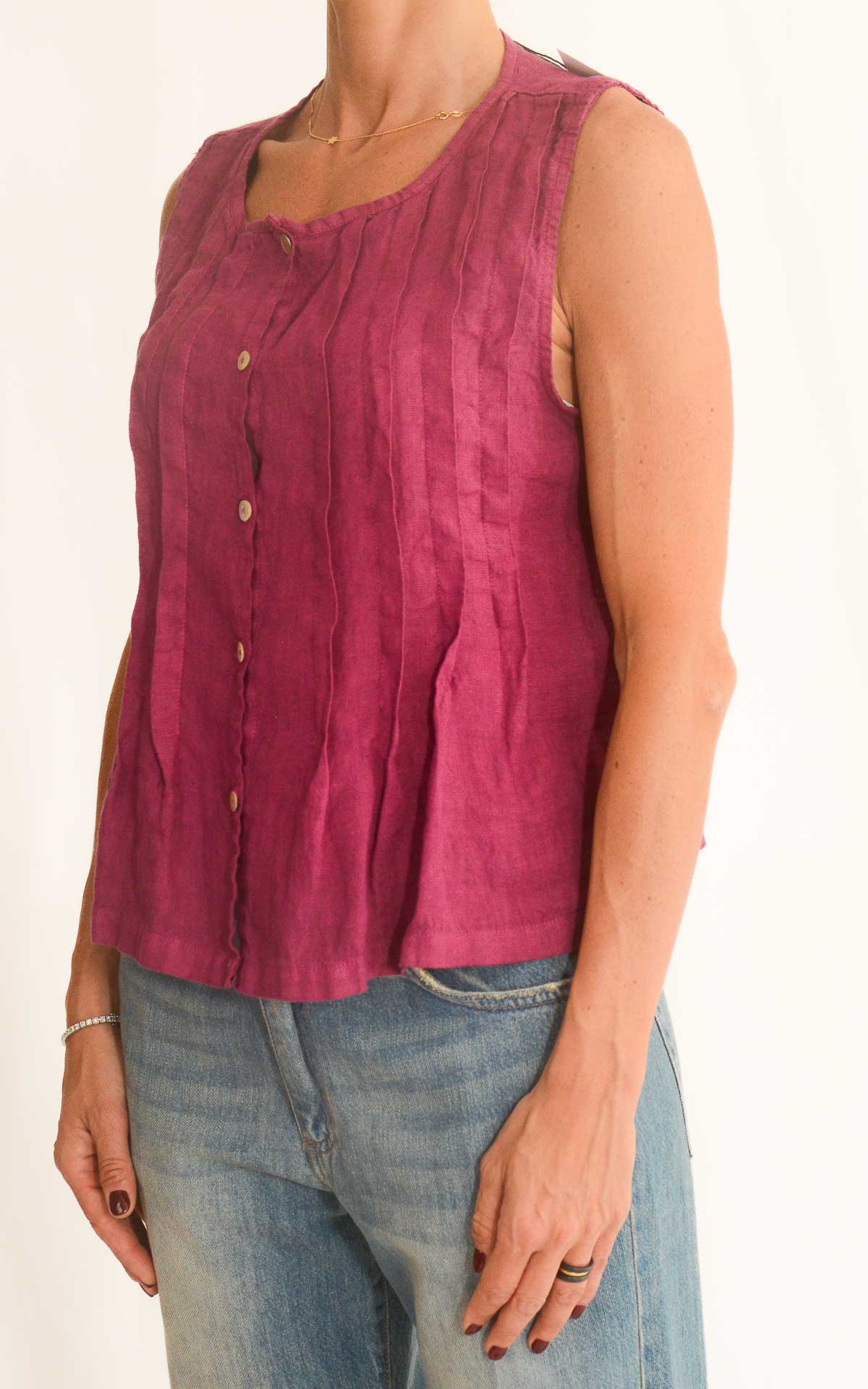 OFF-ON - Blusa in lino con pieghe - Ciclamino