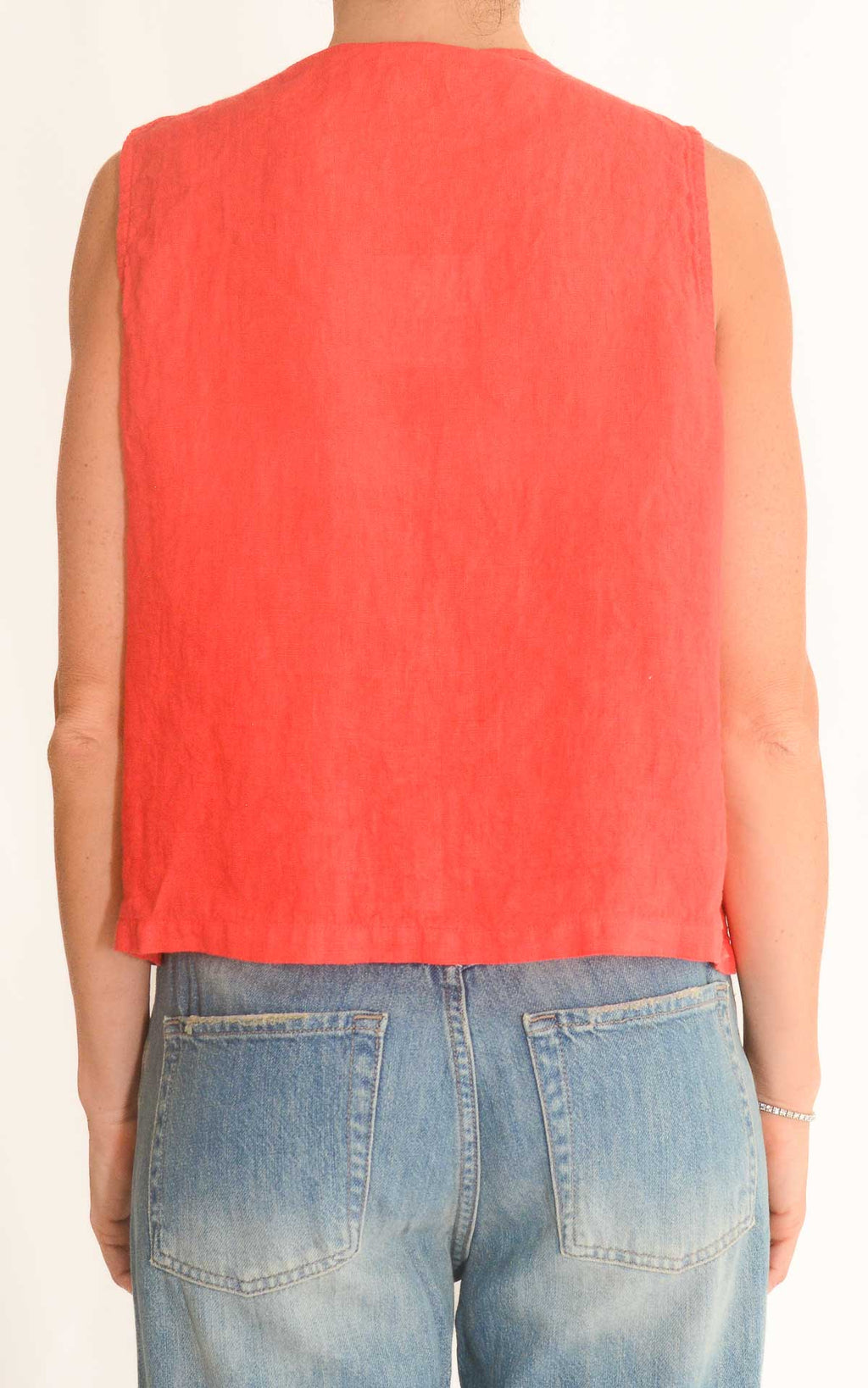 OFF-ON - Blusa in lino con pieghe - Corallo
