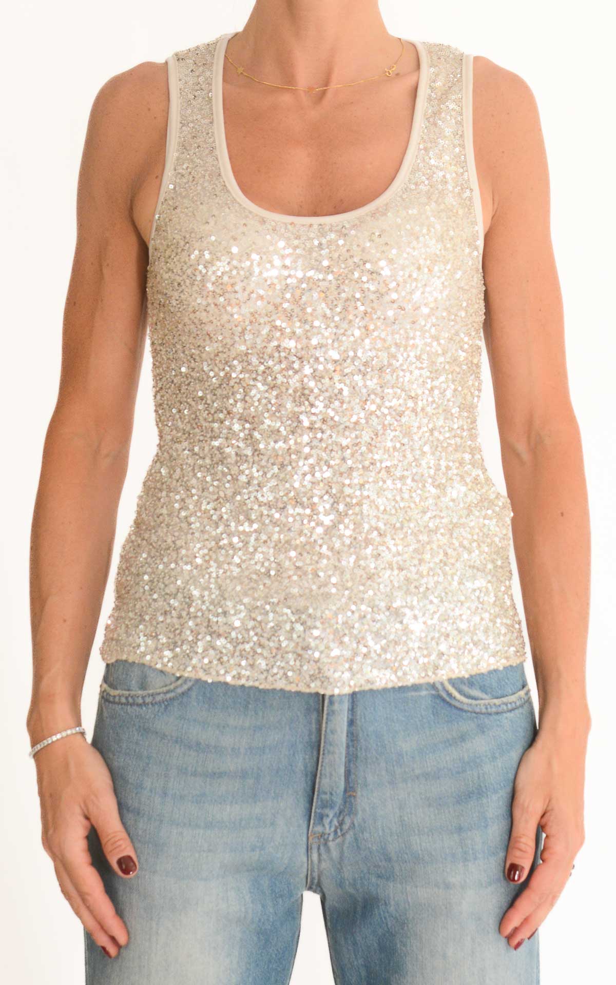 Susymix - Canotta paillettes - Argento