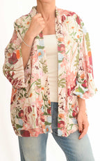Off-on - Kimono in viscosa fantasia floreale - Burro