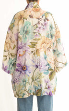 Susymix - Kimono stampa fiori in lino - Viola