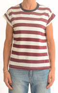 Susymix - T-shir riga larga con bordo colorato - Fico