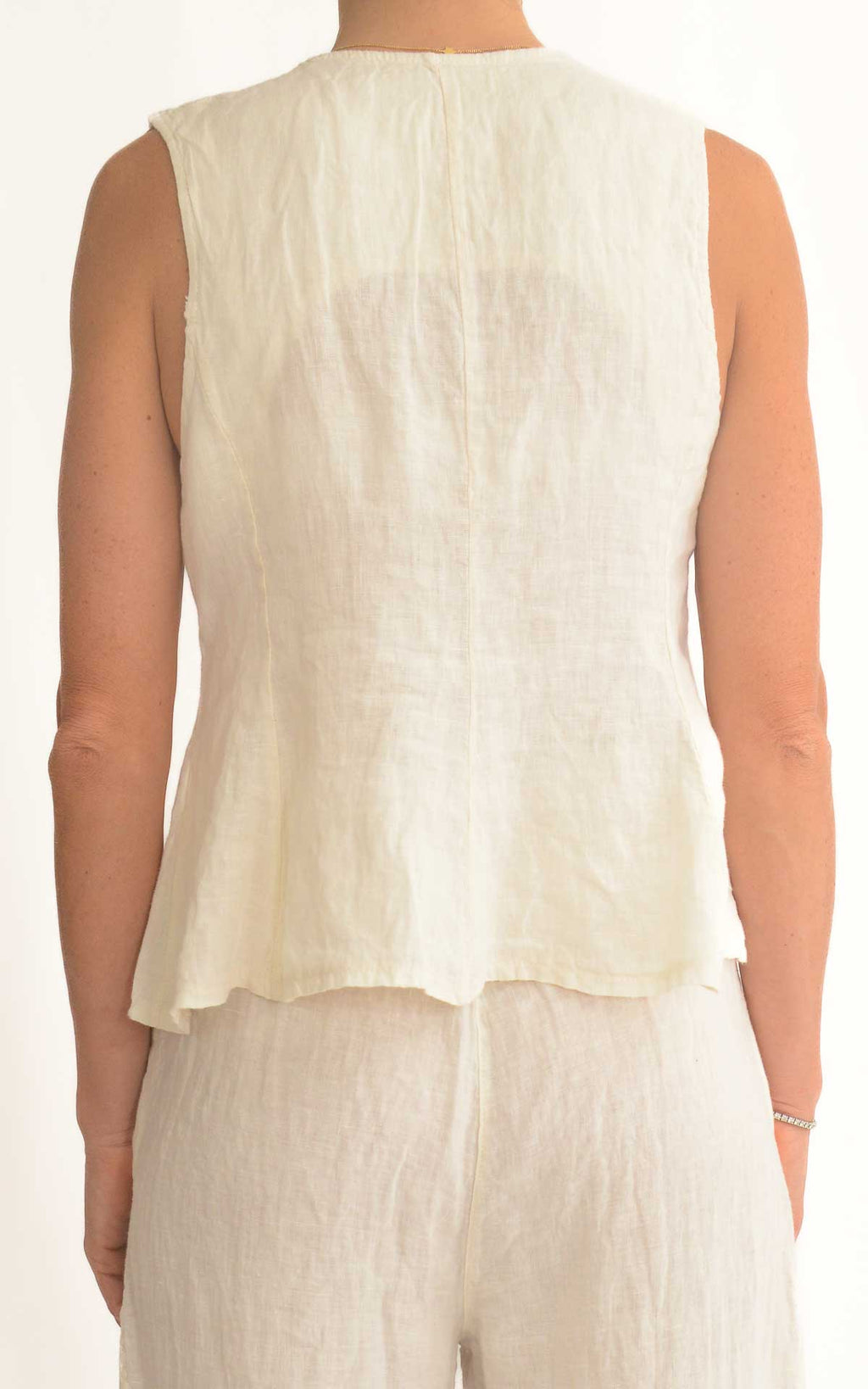 Susymix - Completo lino gilet/pantalone - Latte