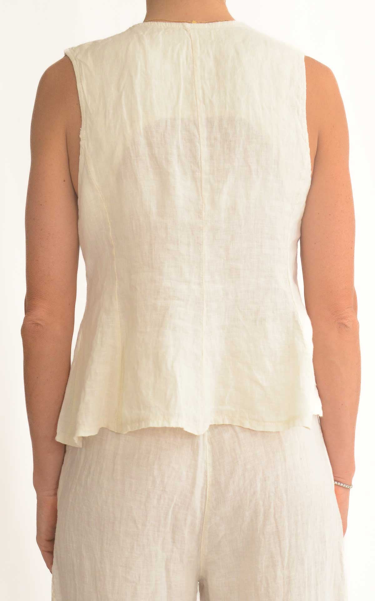 Susymix - Completo lino gilet/pantalone - Latte
