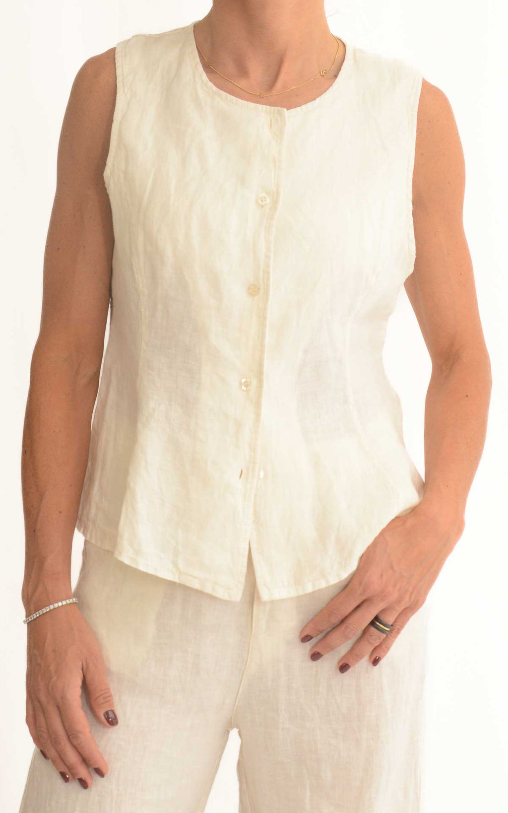 Susymix - Gilet in lino - Latte