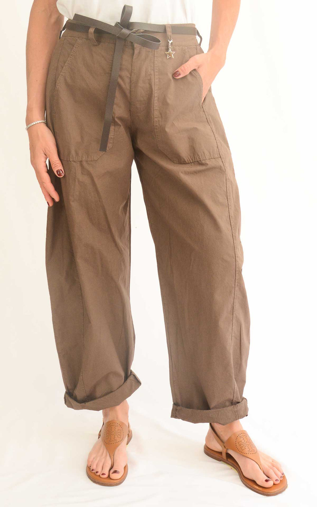 Susymix - Pantalone ovetto stellina cotone leggero - Moro