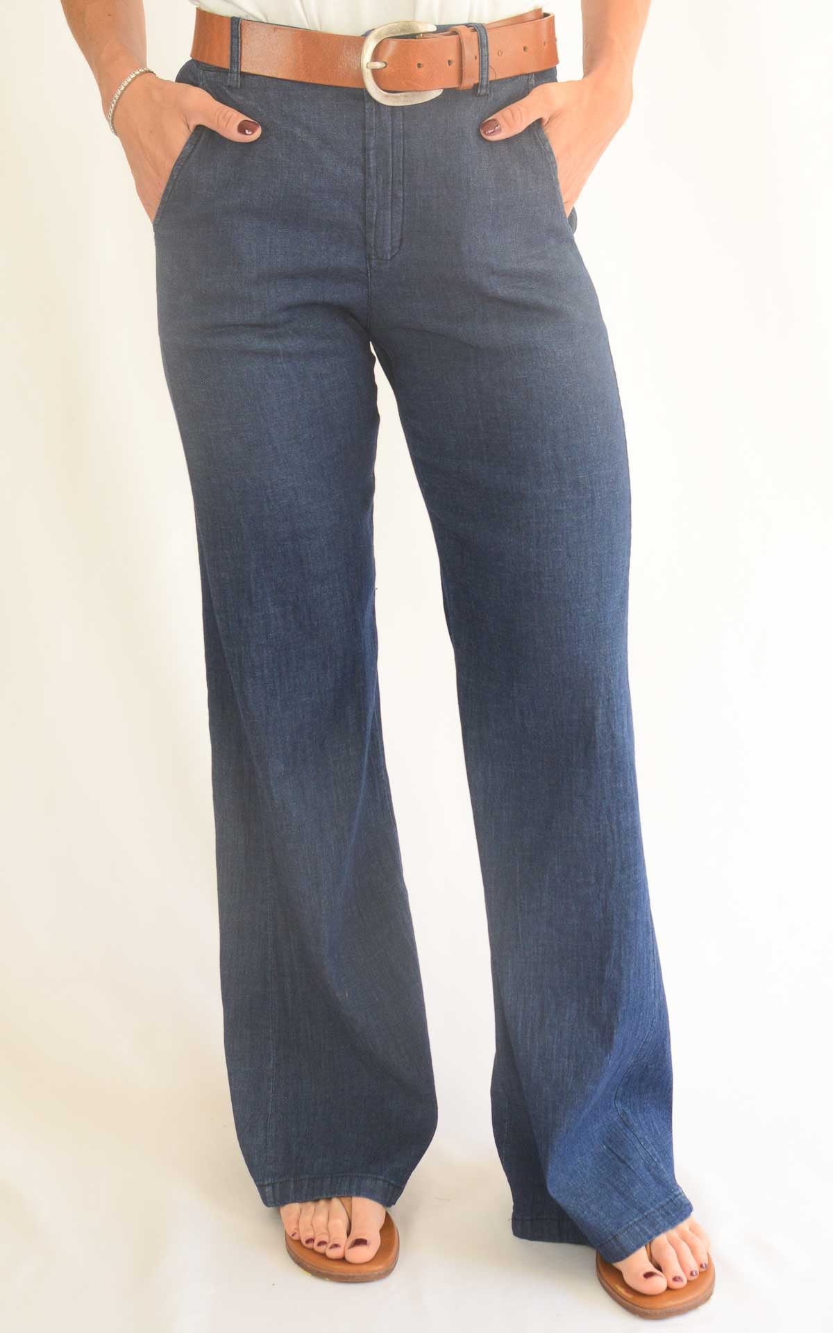 Off- on - Pantalone palazzo Betty chambray SS-26