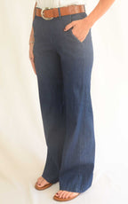 Off- on - Pantalone palazzo Betty chambray SS-26