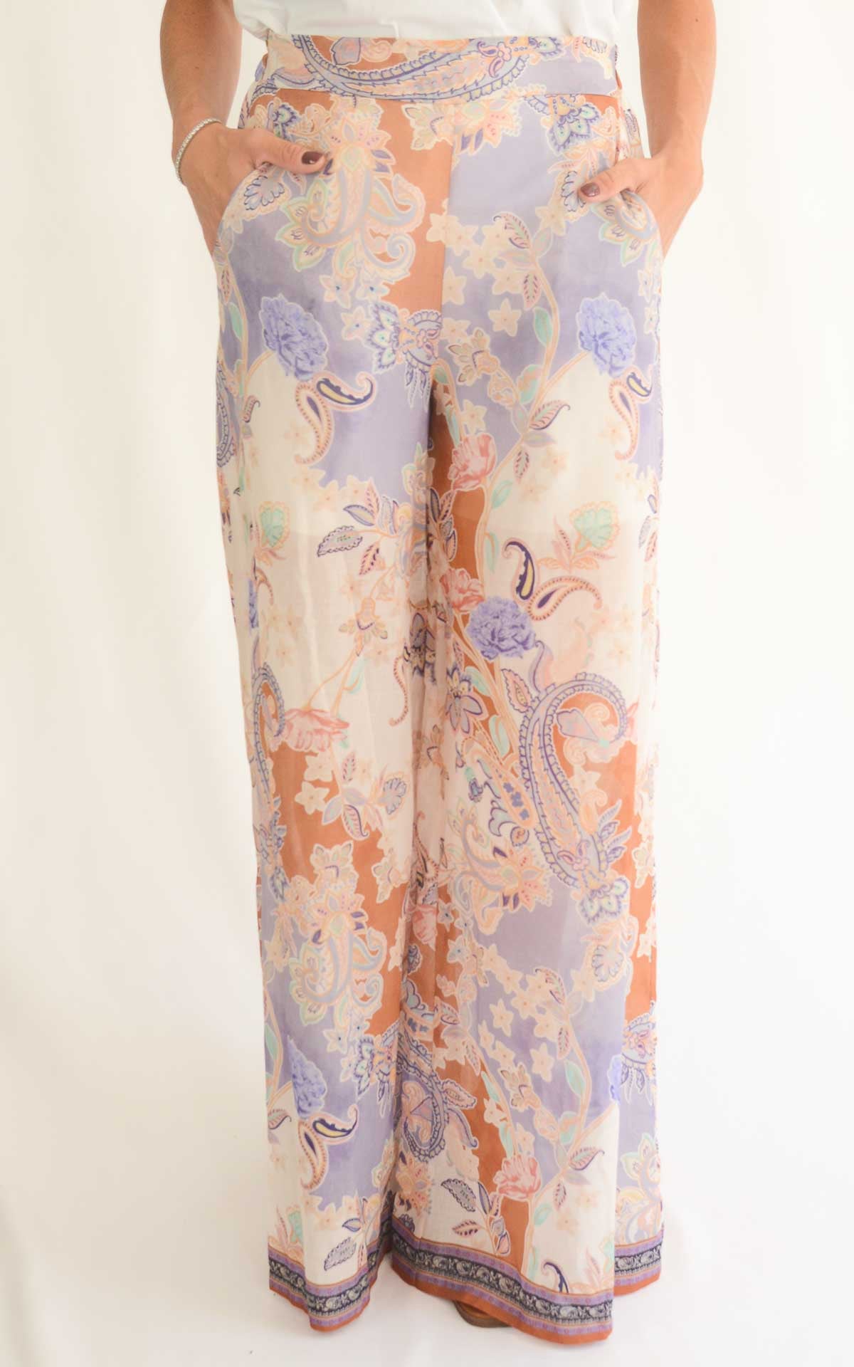 Susymix - Pantalone in voile fantasia - Coccio/Lilla