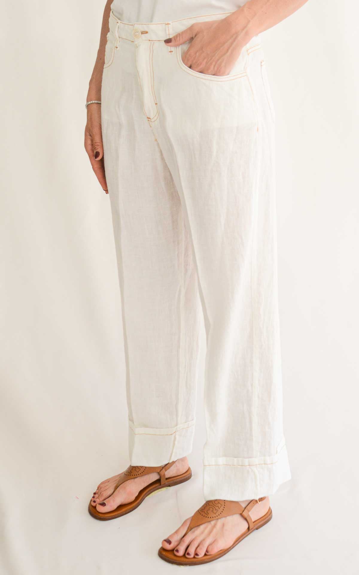 Susymix - Pantalone in lino - Bianco