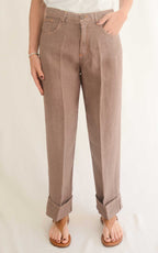 Susymix - Pantalone in lino - Moro