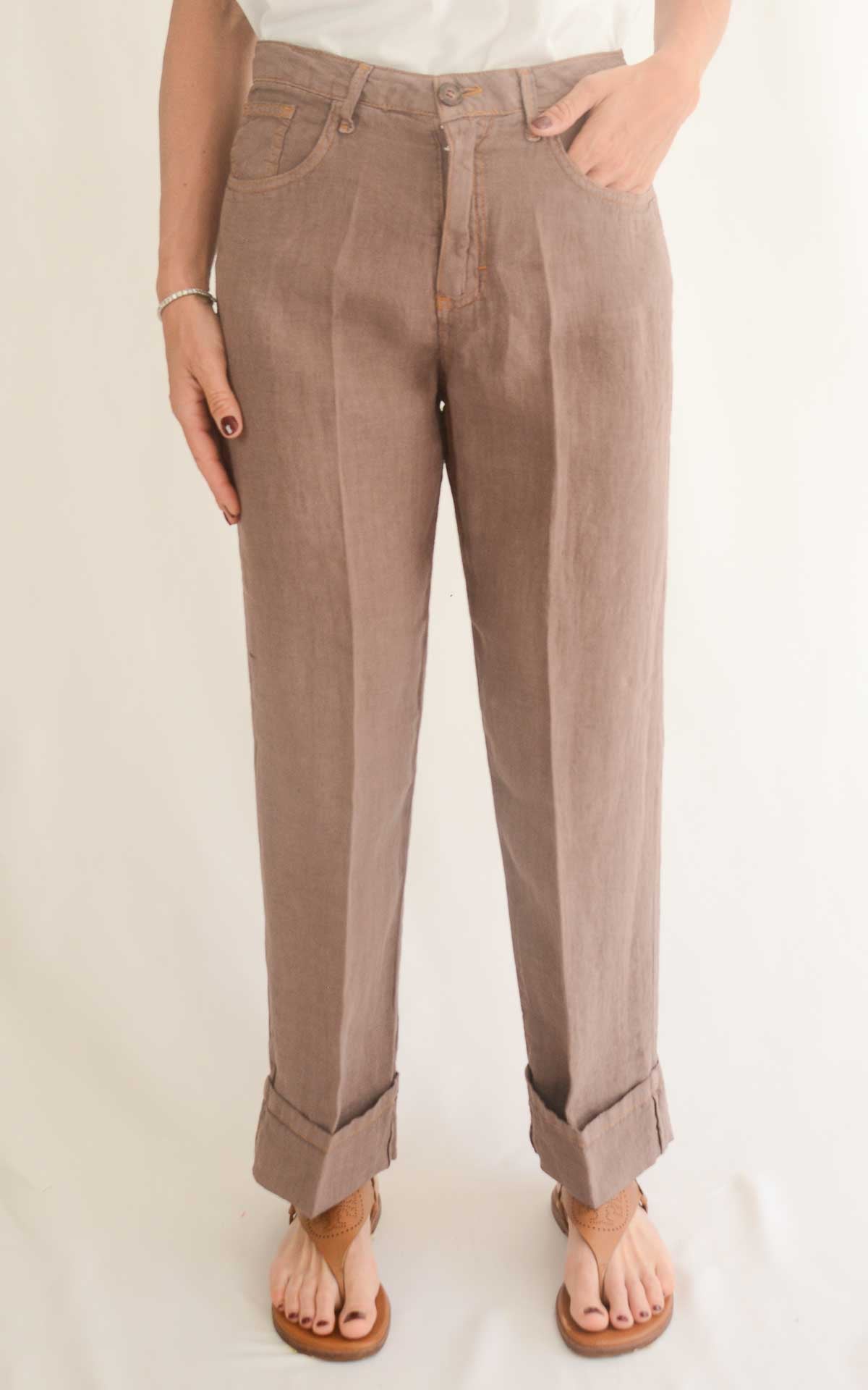 Susymix - Pantalone in lino - Moro