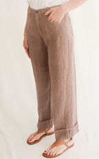 Susymix - Pantalone in lino - Moro