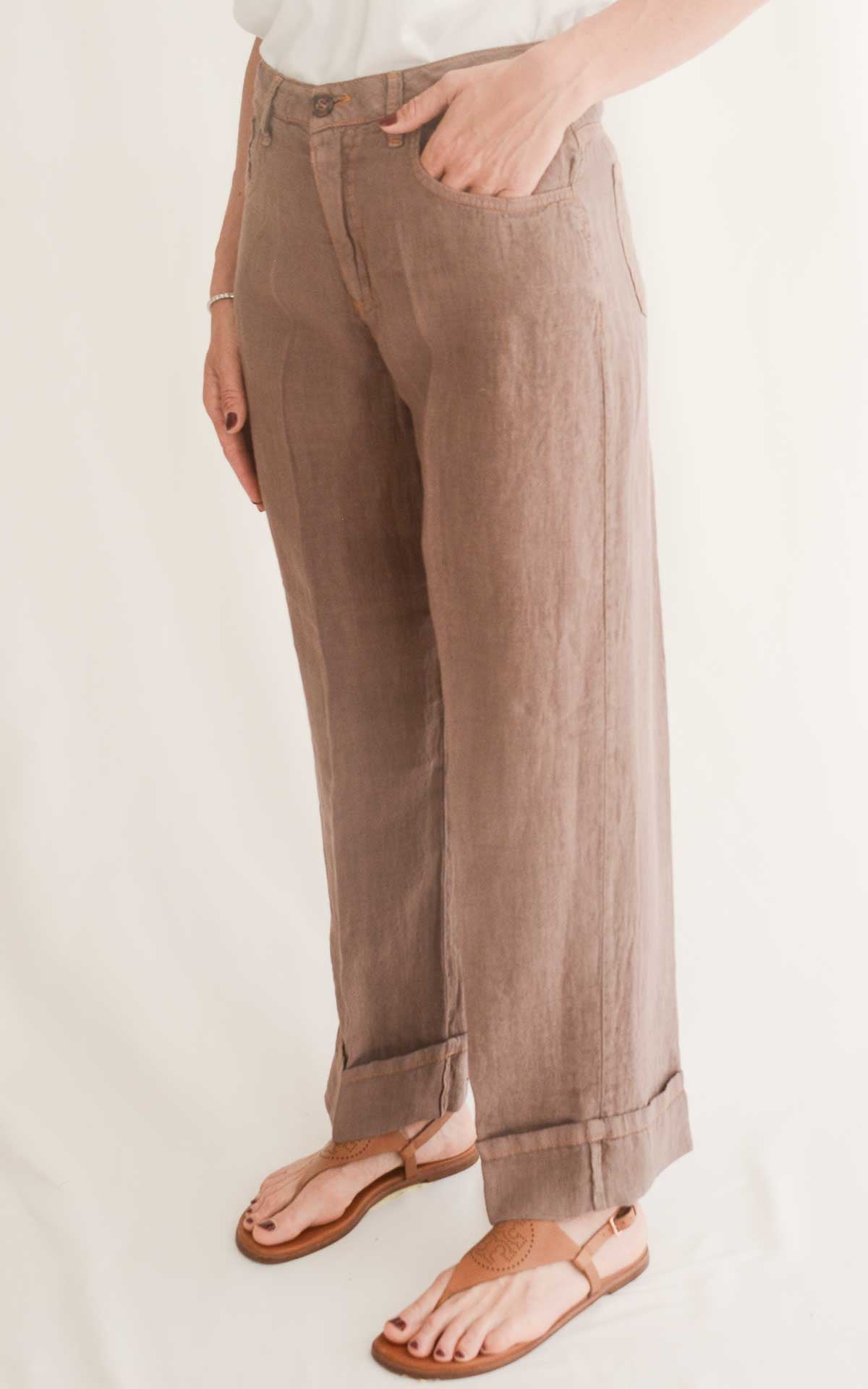Susymix - Pantalone in lino - Moro