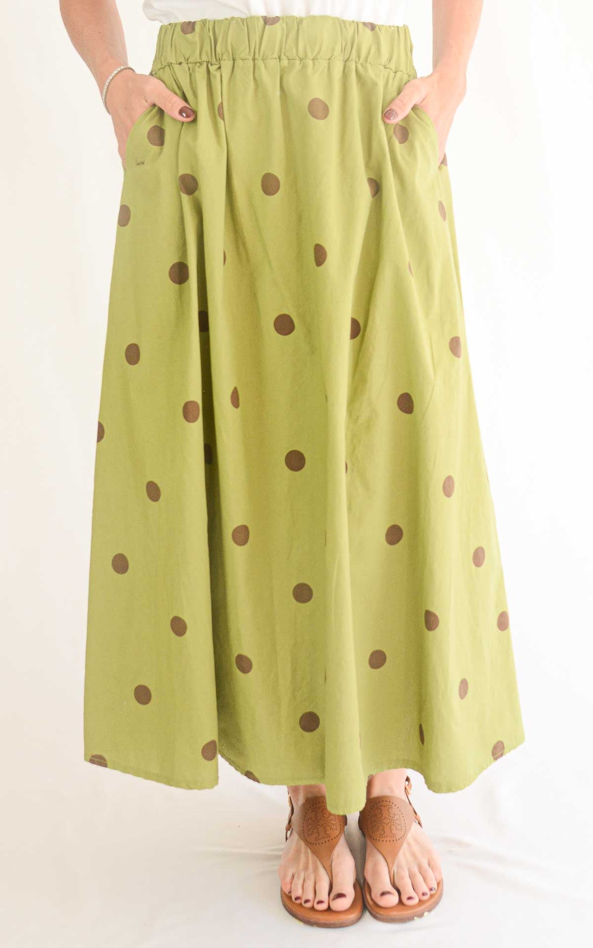 Off-on - Gonna cotone stampa pois - Pistacchio
