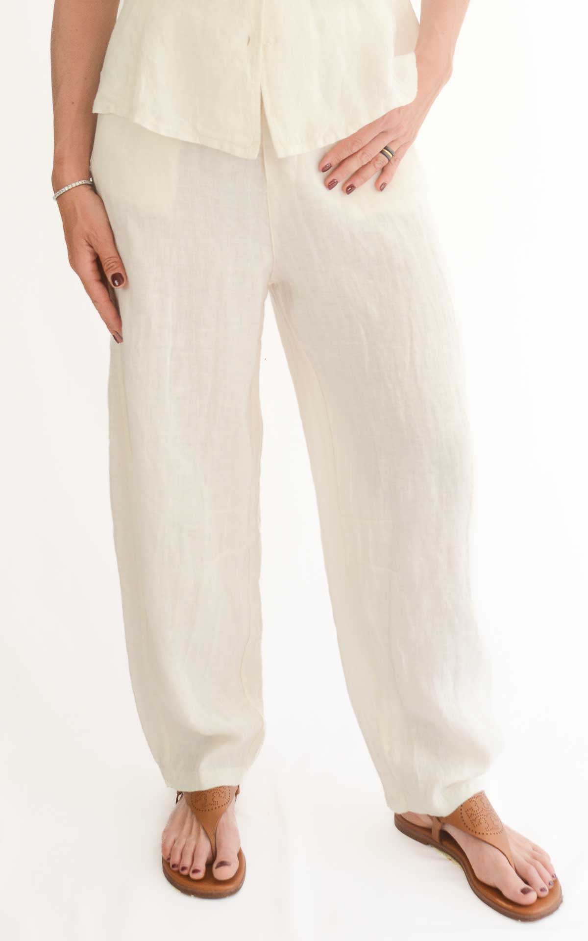 Susymix - Pantalone barrel lino - Latte