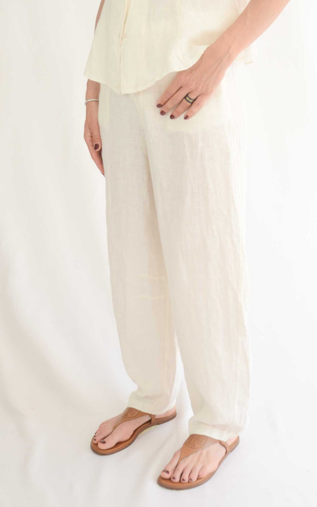 Susymix - Pantalone barrel lino - Latte