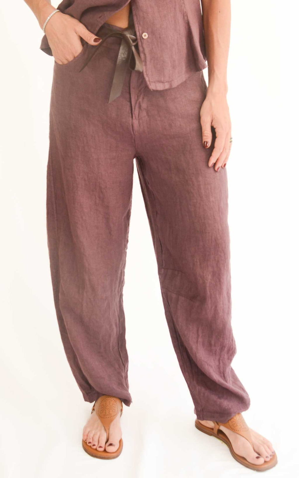 Susymix - Pantalone barrel lino - Fico