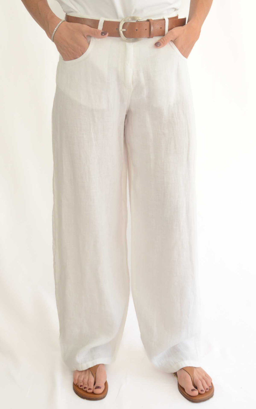 Susmymix - Pantalone morbido lino - Bianco