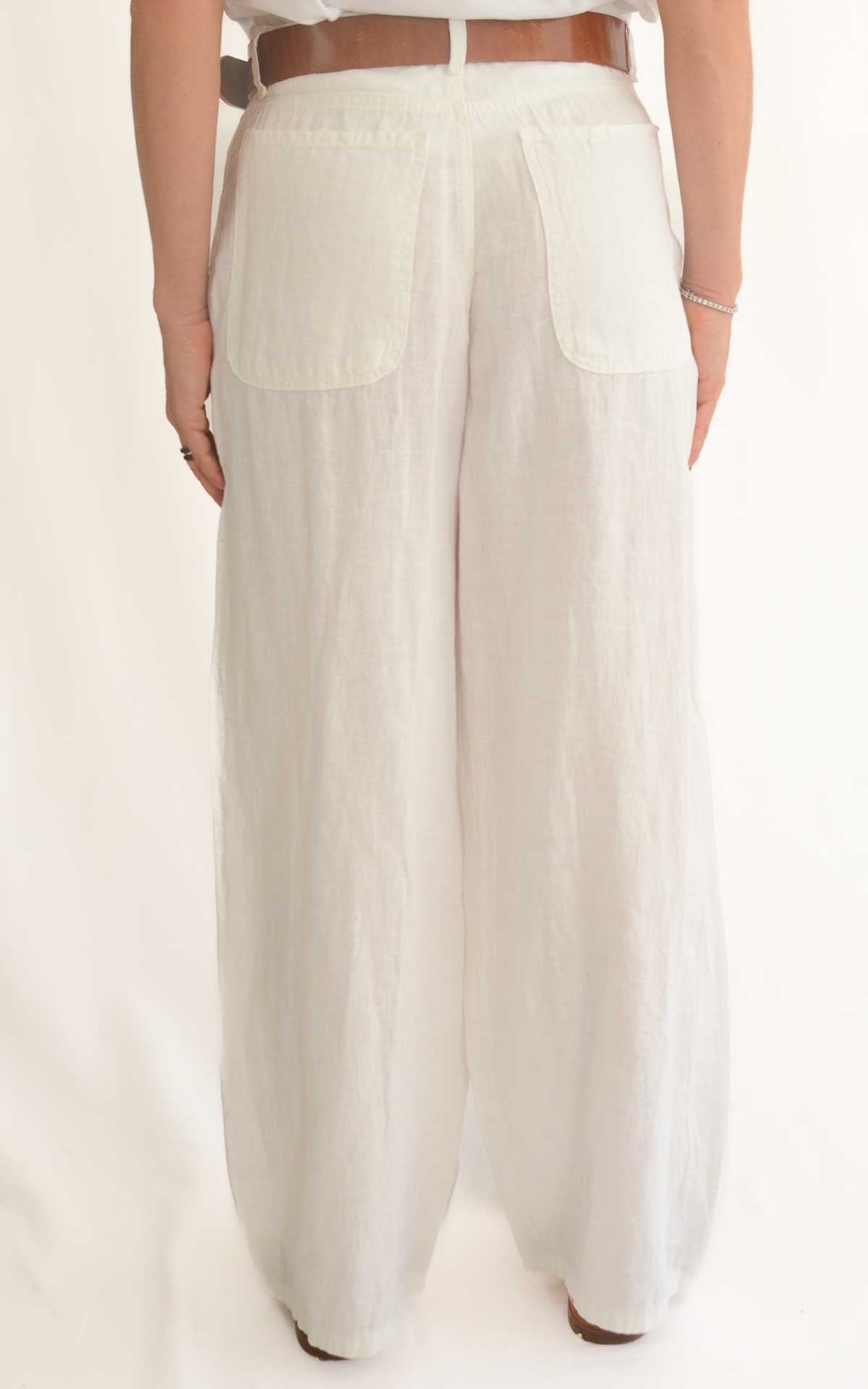 Susmymix - Pantalone morbido lino - Bianco