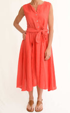 Off-on - Abito lino con cintura -
