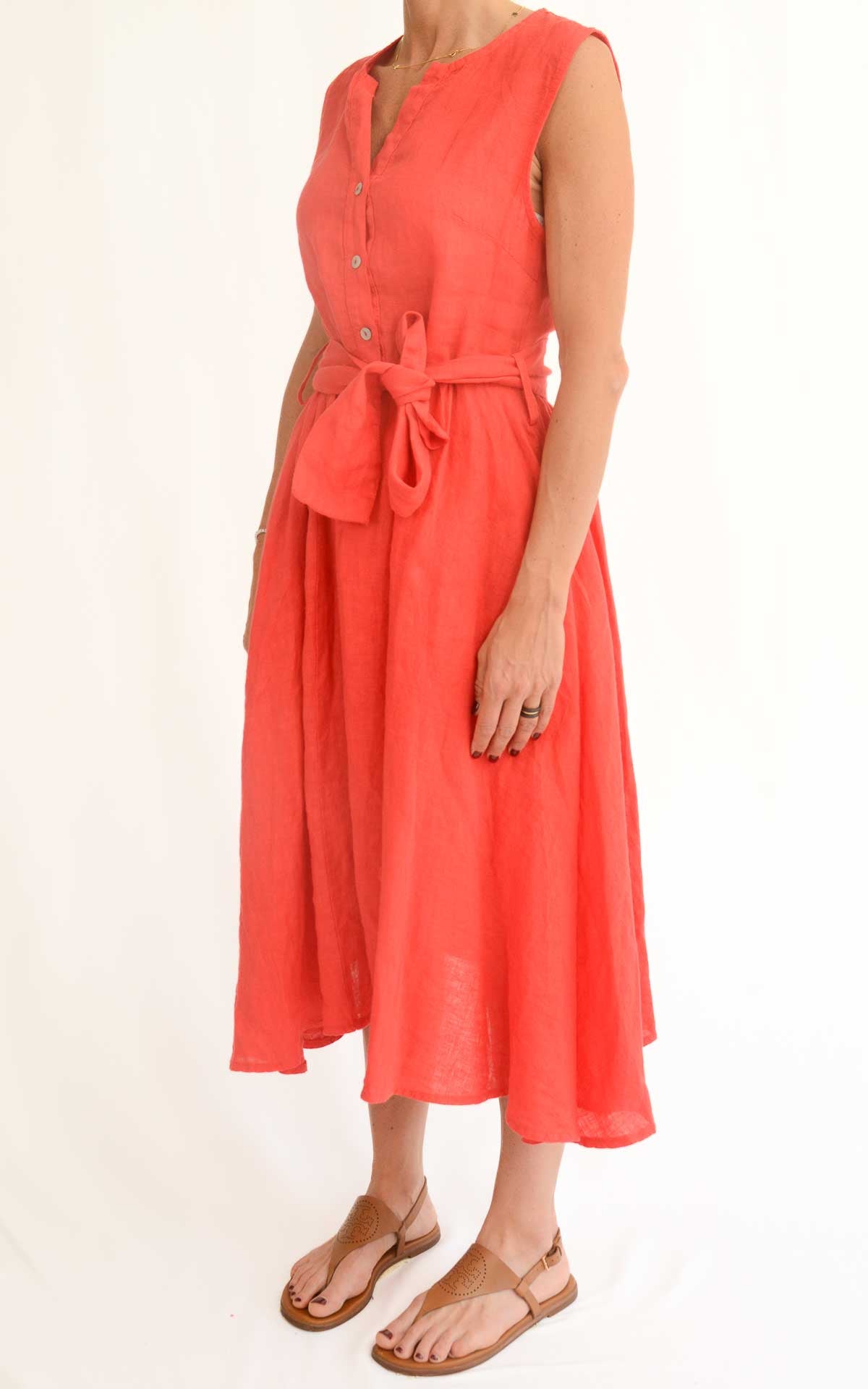 Off-on - Abito lino con cintura -
