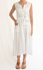 Off-on - Abito lino con cintura - Latte
