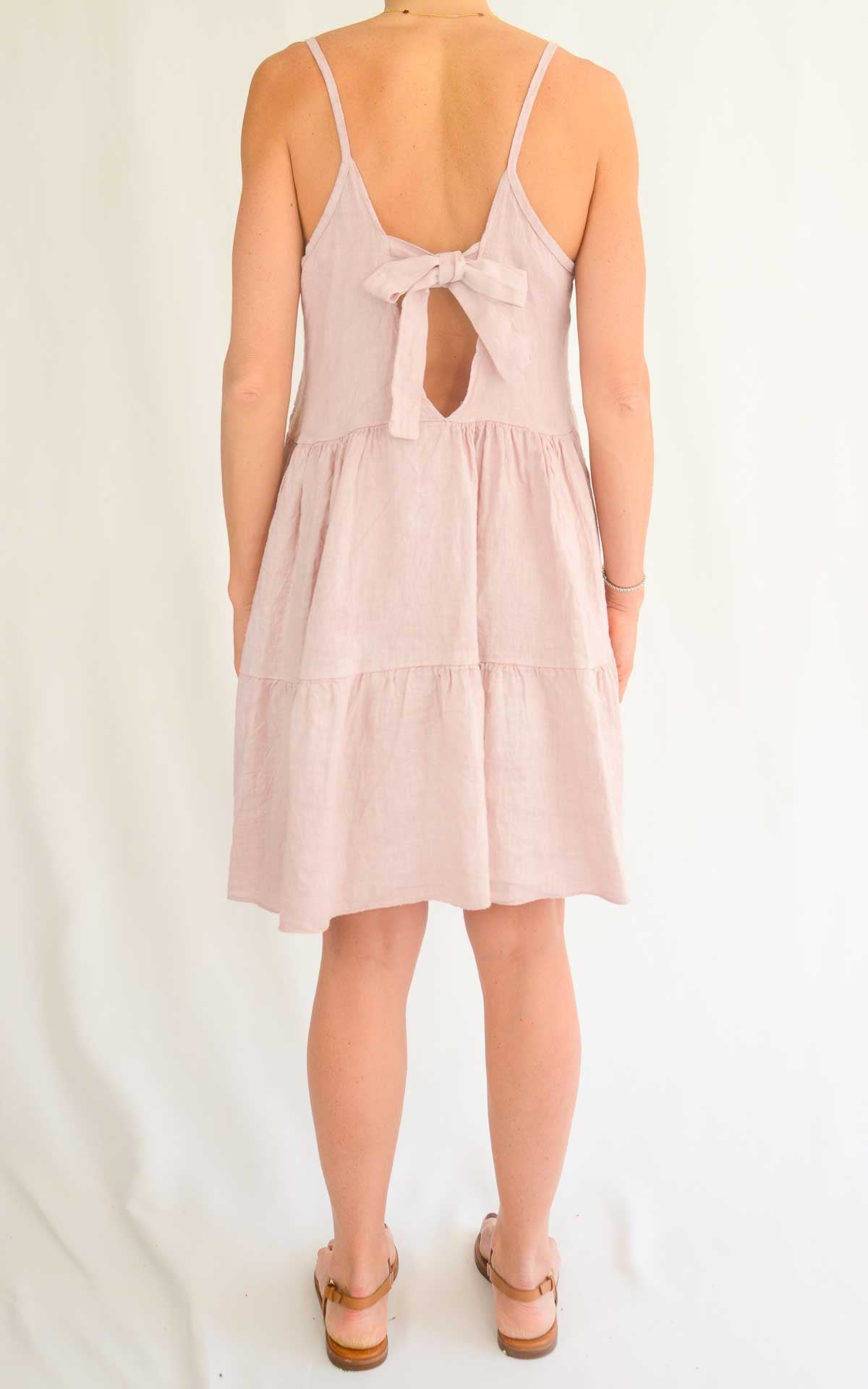 Off-on - Abito in lino con fiocco - Rosa