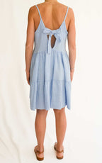 Off-on - Abito in lino con fiocco - Celeste