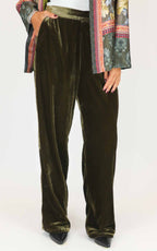 Wu'Side - Pantalone velluto liscio - Verde olio scuro