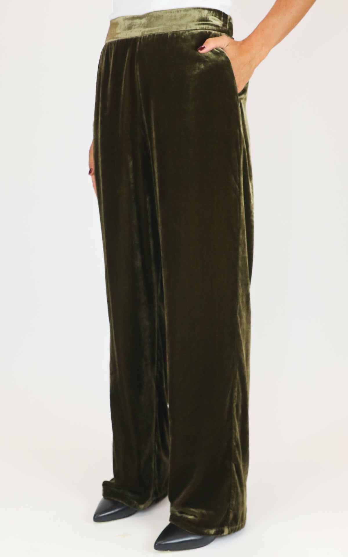 Wu'Side - Pantalone velluto liscio - Verde olio scuro